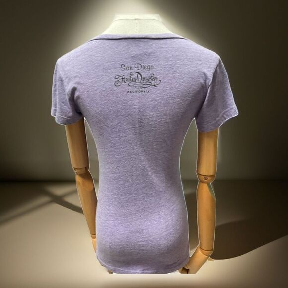 Harley Davidson Embellished V Neck Tee San Diego - Picture 2 of 9